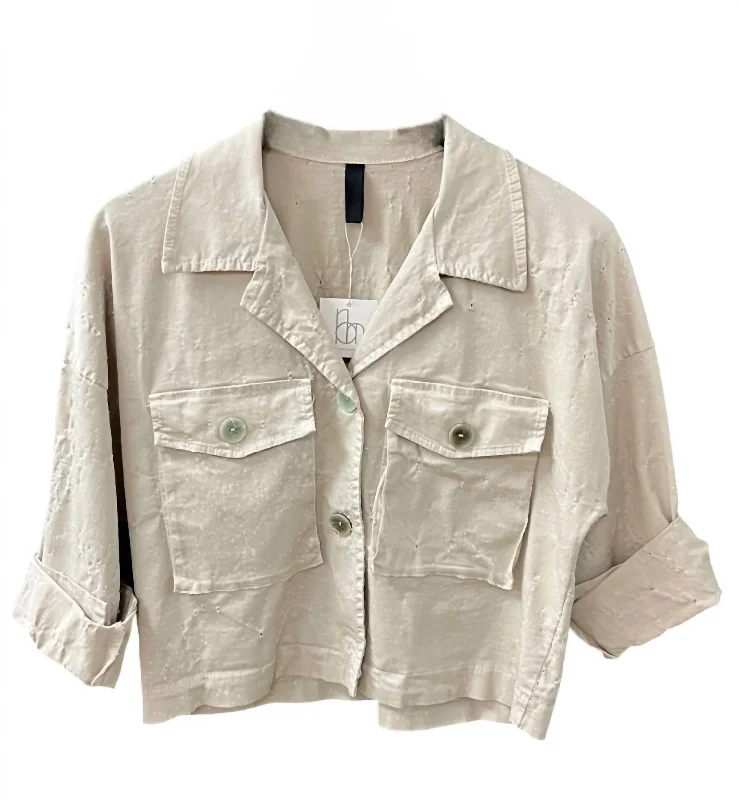 women's corduroy jackets -Women's Distressed Jacket In Khaki