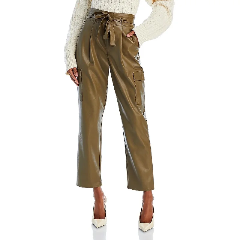 women's tweed skirts -Paige Womens Tesse Faux Leather Ankle Length Cropped Pants