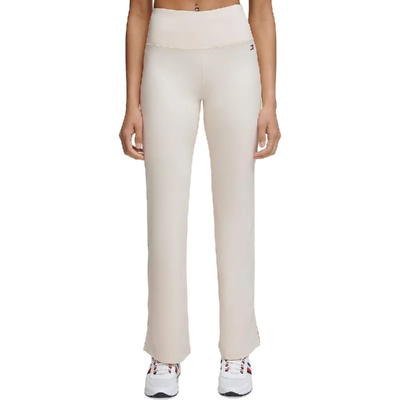 women's checkered pants -Tommy Hilfiger Sport Womens Logo Stretch Flared Pants