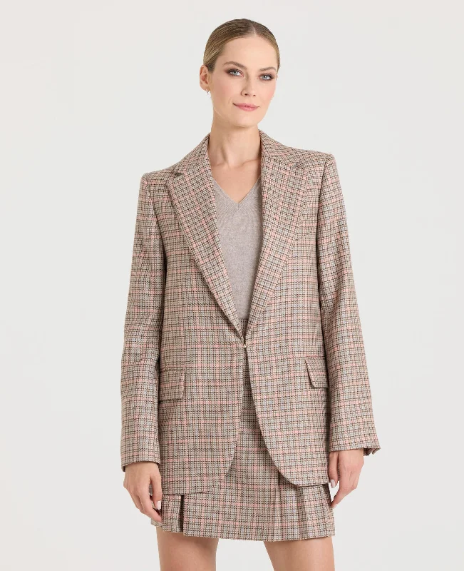 ladies' cropped jackets -Ralley Single Breasted Check Jacket