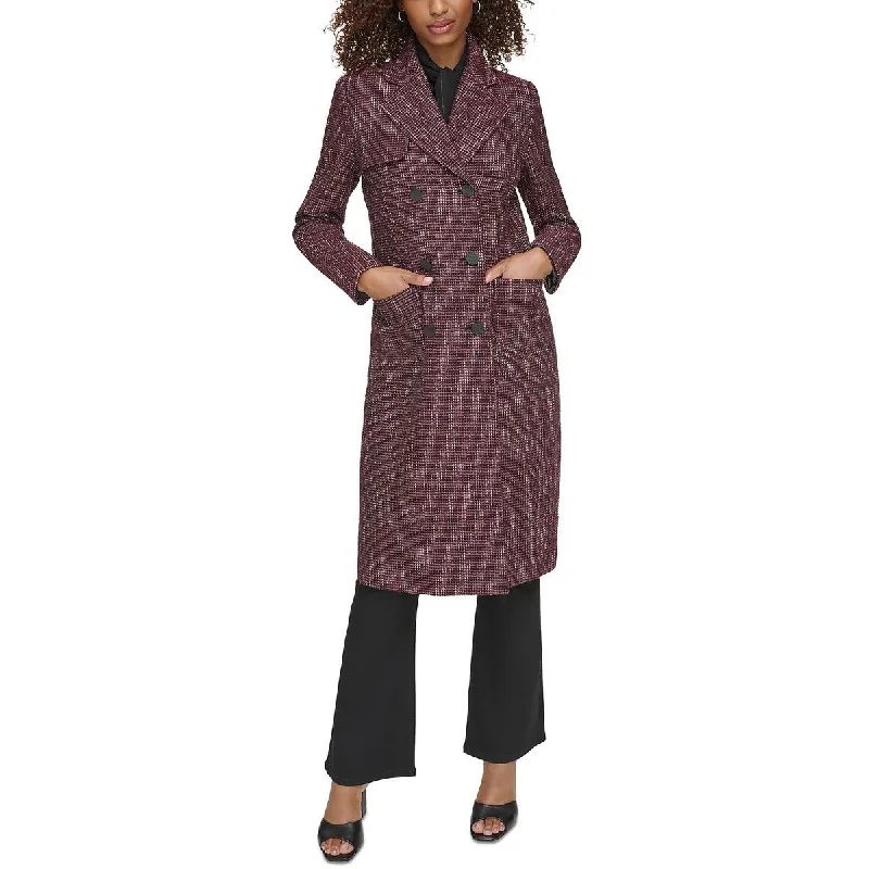 women's tailored coats -Womens Tweed Double Breasted Long Coat