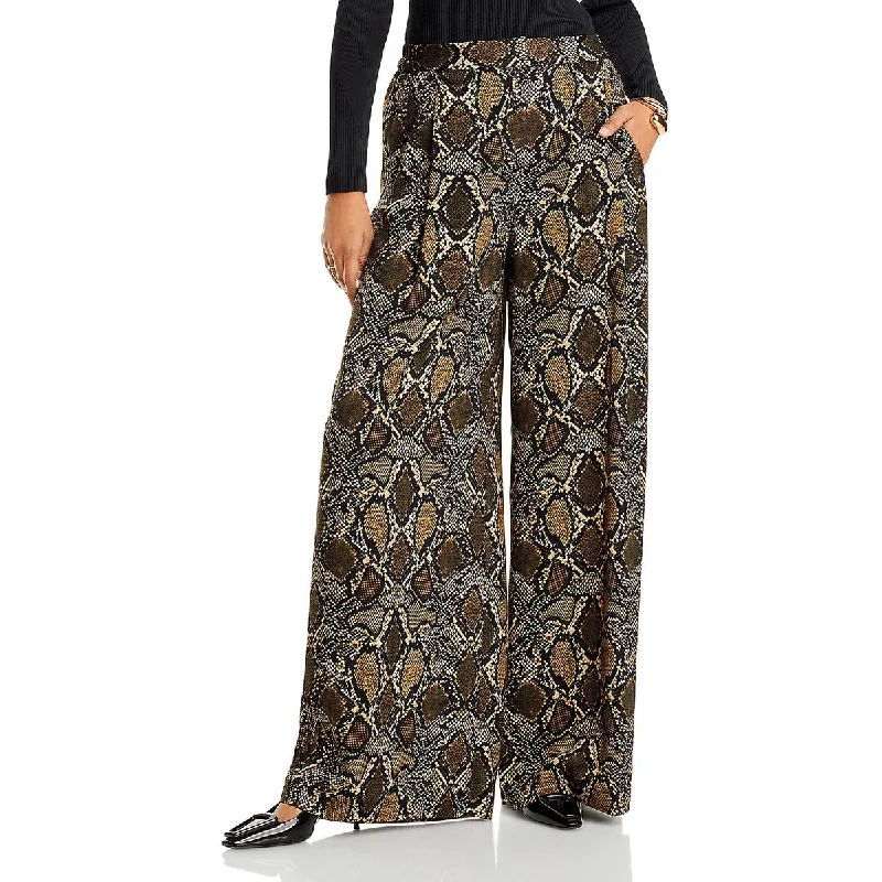 women's silk skirts -Vivian Womens Mid Rise Formal Wide Leg Pants