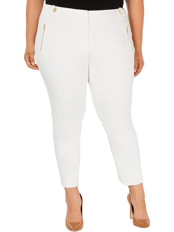 women's loose-fit pants -Plus Womens Low Rise Straight Leg Pants