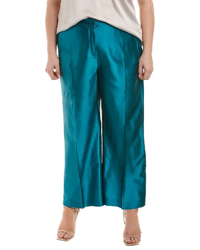 ladies' smocked waist skirts -Marina Rinaldi Plus Raggiox Silk Trouser