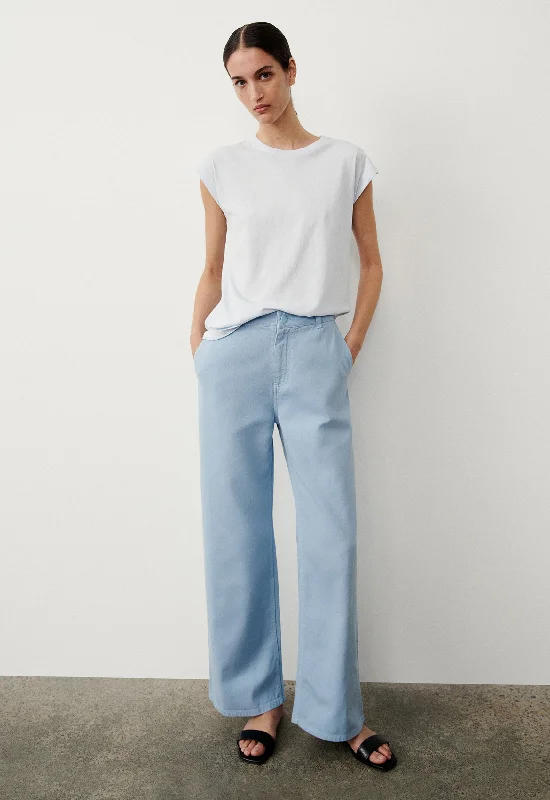 trendy faux suede skirts for women -Derby Pant - Pale Blue Denim