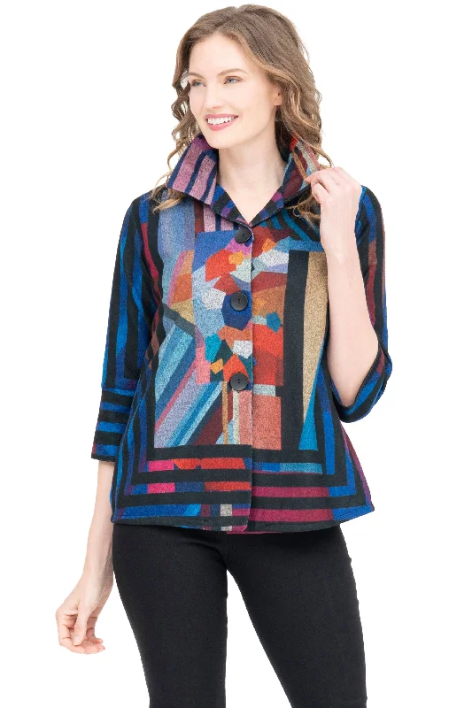 women's reversible jackets -Abstract Shards Fleece Jacket