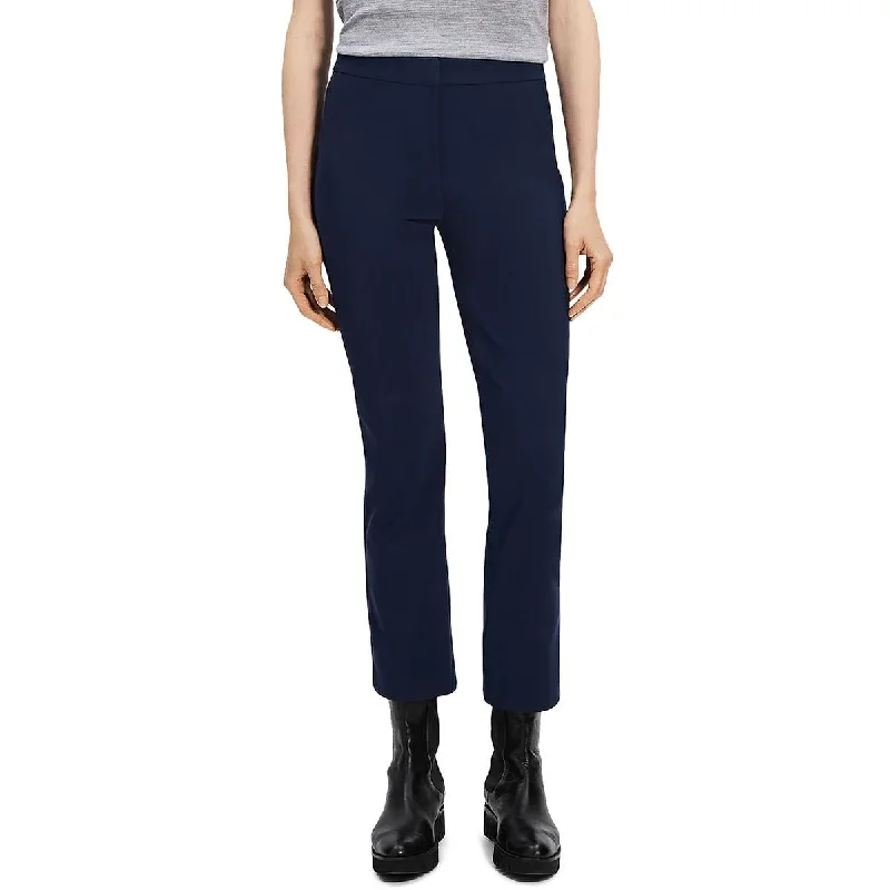 women's cropped leggings -Theory Womens High Rise Slimming Flared Pants