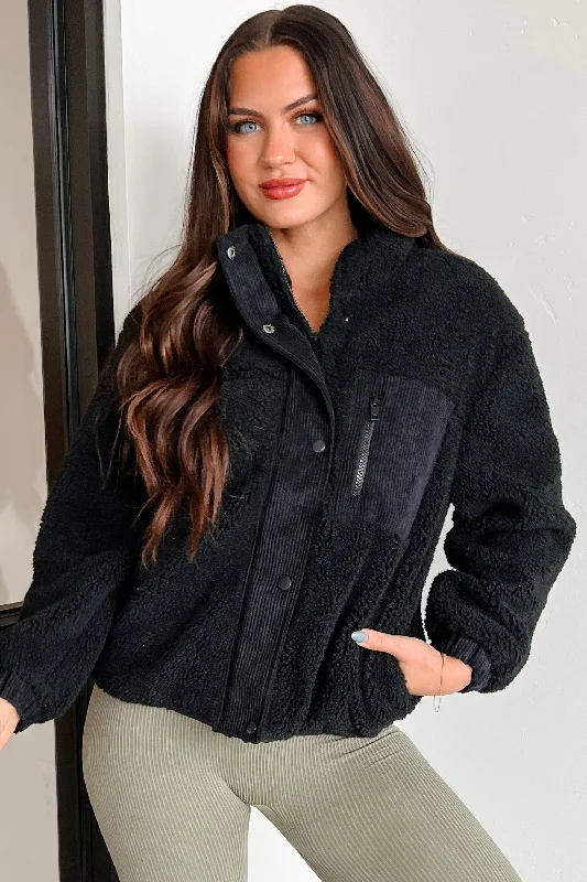 women's military coats -DOORBUSTER Breezy Nights Sherpa Jacket (Black)