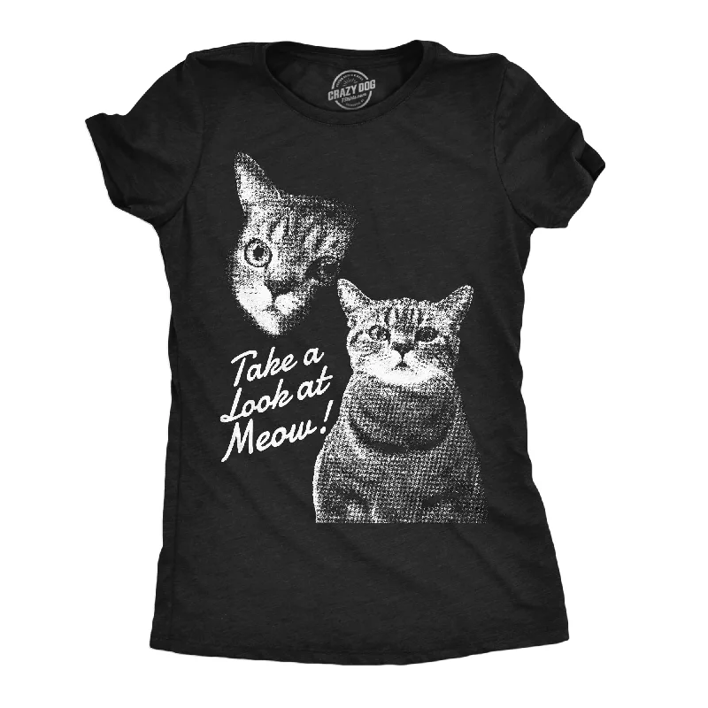 ladies' fitted tops -Take A Loot At Meow Women's T Shirt