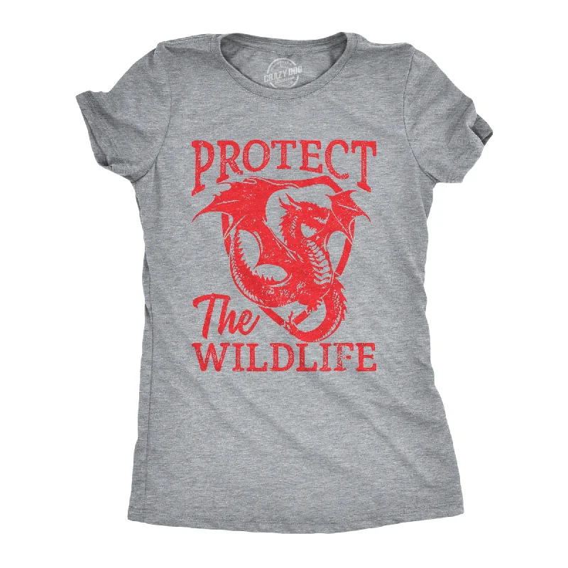 casual button-up tops for women -Protect The Wildlife Dragon Women's T Shirt