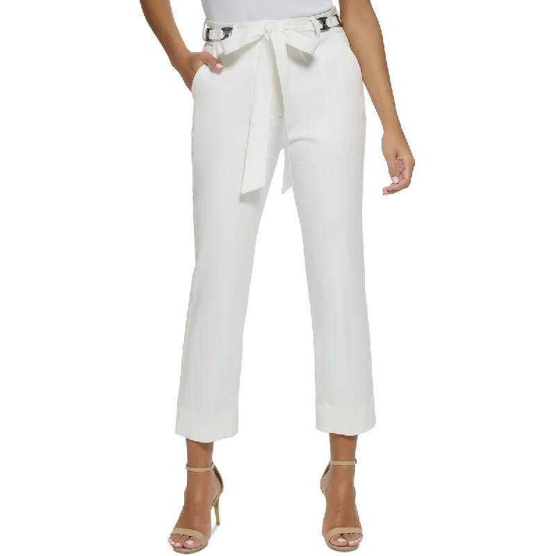 women's athletic shorts -Donna Karan Womens Belted Cotton Cropped Pants