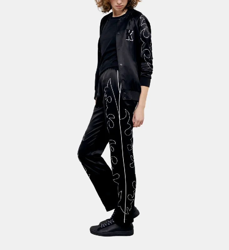 women's jogger pants -Black Pants With Western-style Embroidery