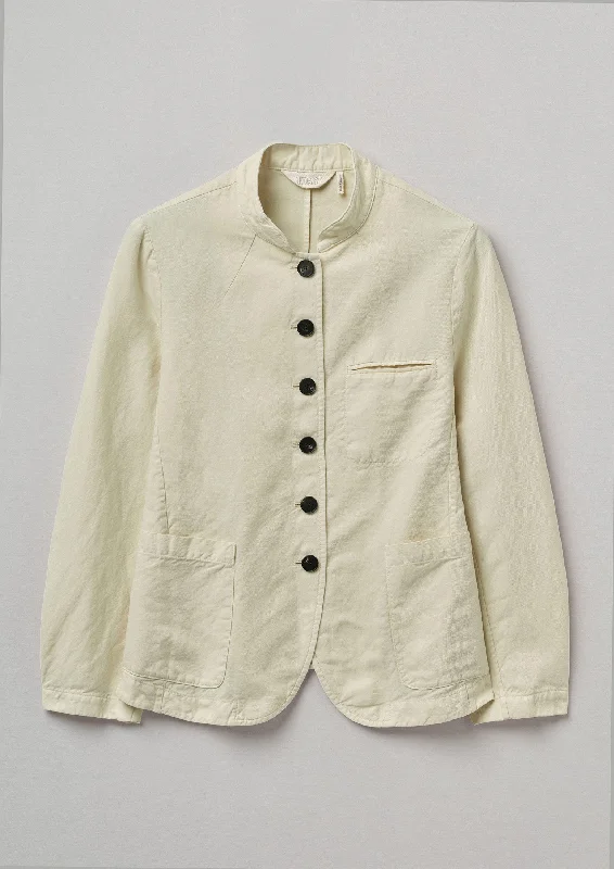 ladies' belted wool coats -Garment Dyed Cotton Linen Neat Jacket | Parchment