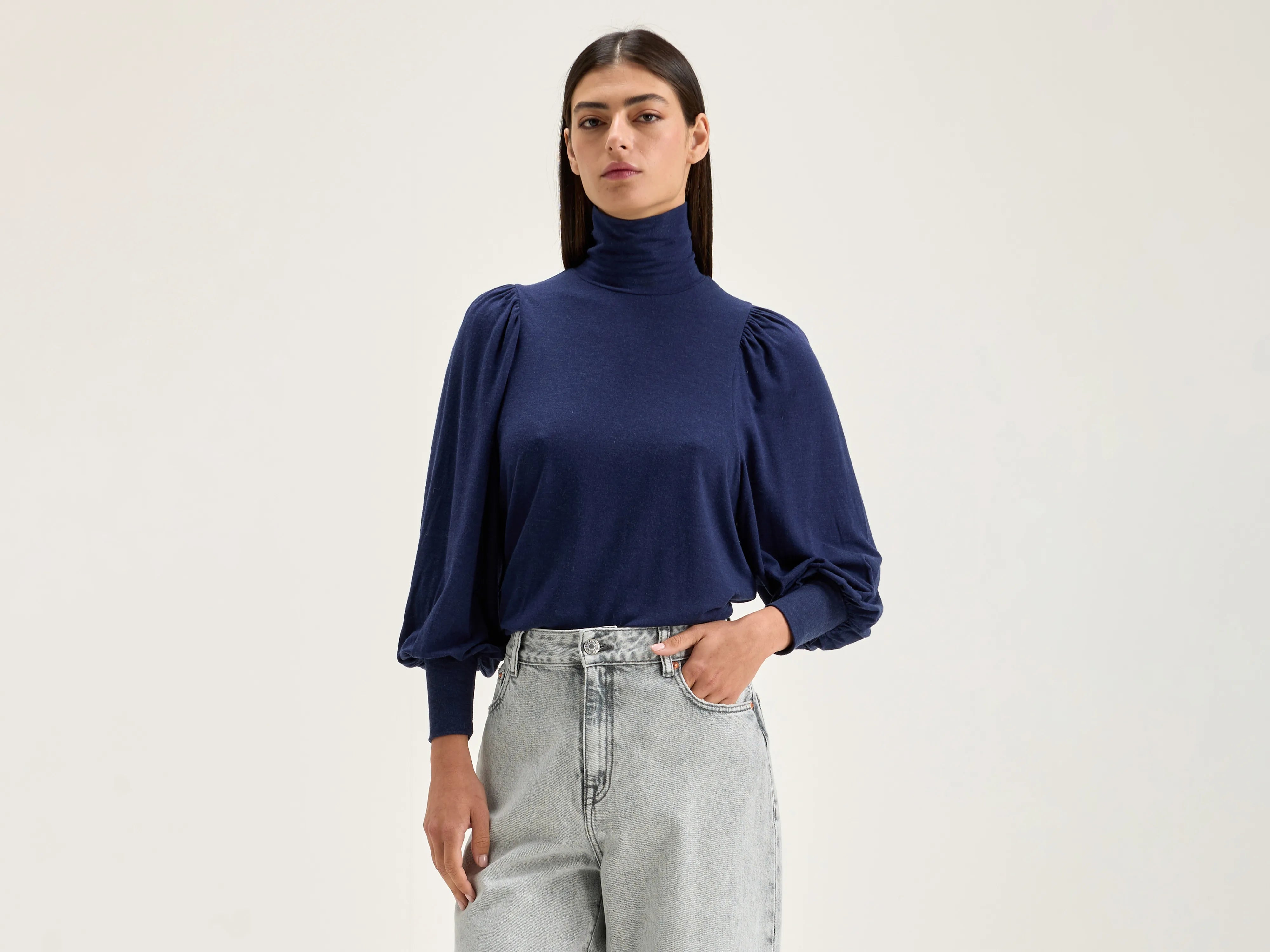 women's henley tops -Vazo turtleneck t-shirt (242 / W / NAVAL)