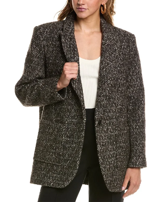 women's fluffy teddy jackets -ba&sh Wool-Blend Coat