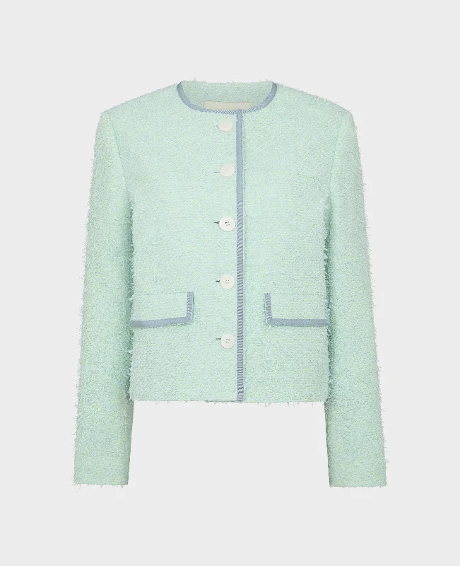 casual sports jackets for women -Charlotte Cotton Blend Braided Boucle Jacket