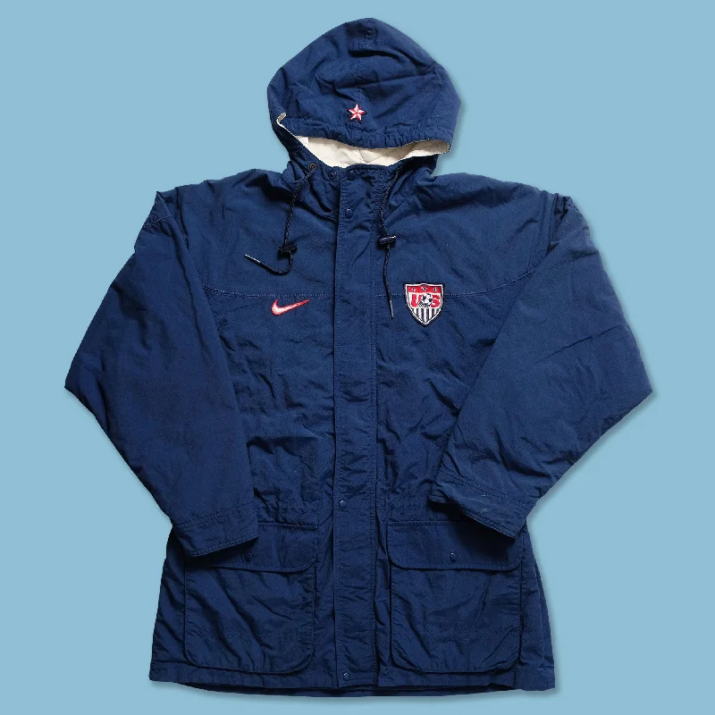 women's wrap coats -Vintage Nike USA Soccer Padded Jacket Large