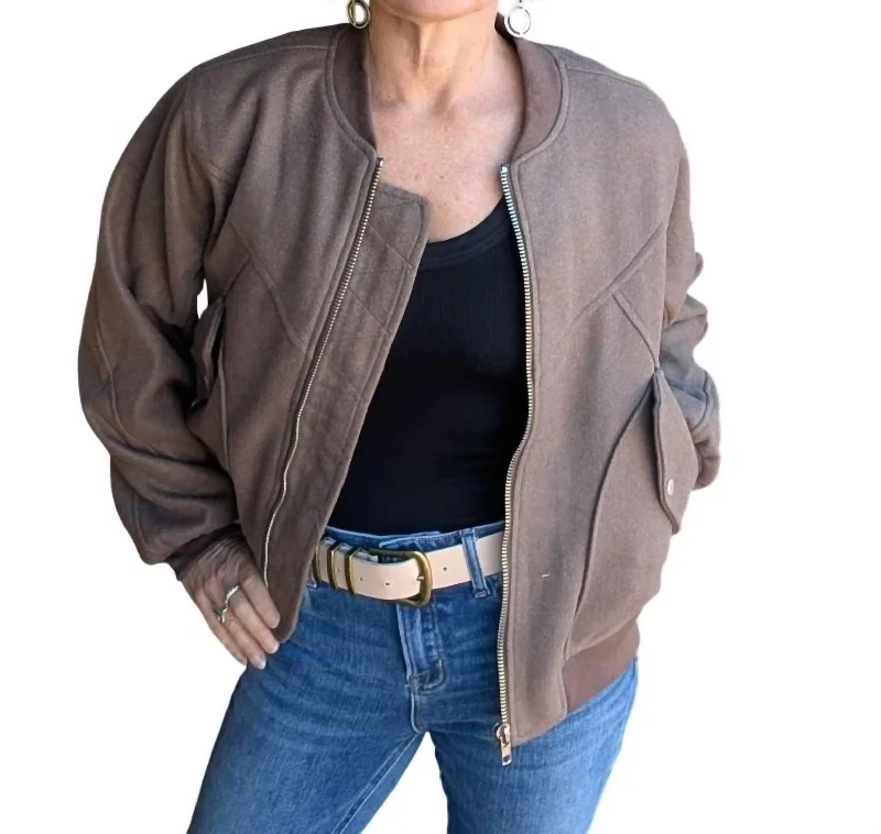 women's corduroy jackets -Bomber Jacket In Coco