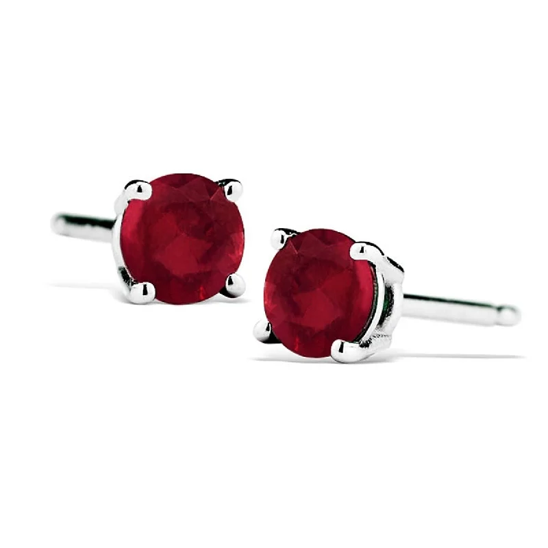 women's huggie earrings -1/2 Carat TW Natural 4MM Ruby Stud Earrings in .925 Sterling Silver