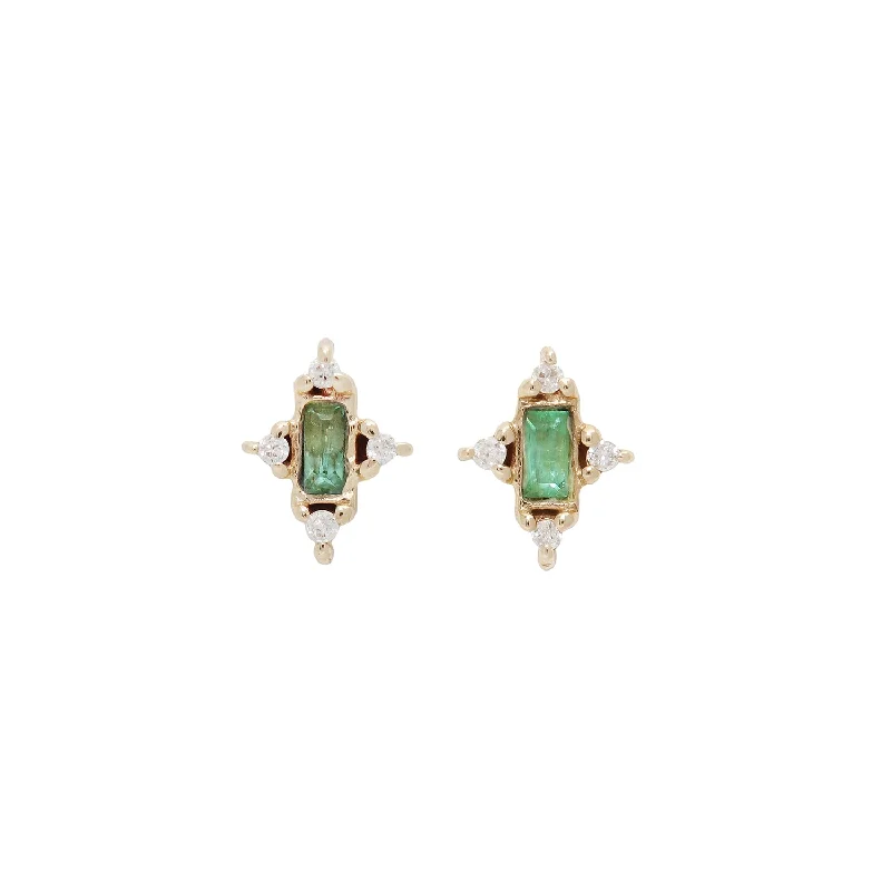 women's resin earrings -Amulet Emerald Studs