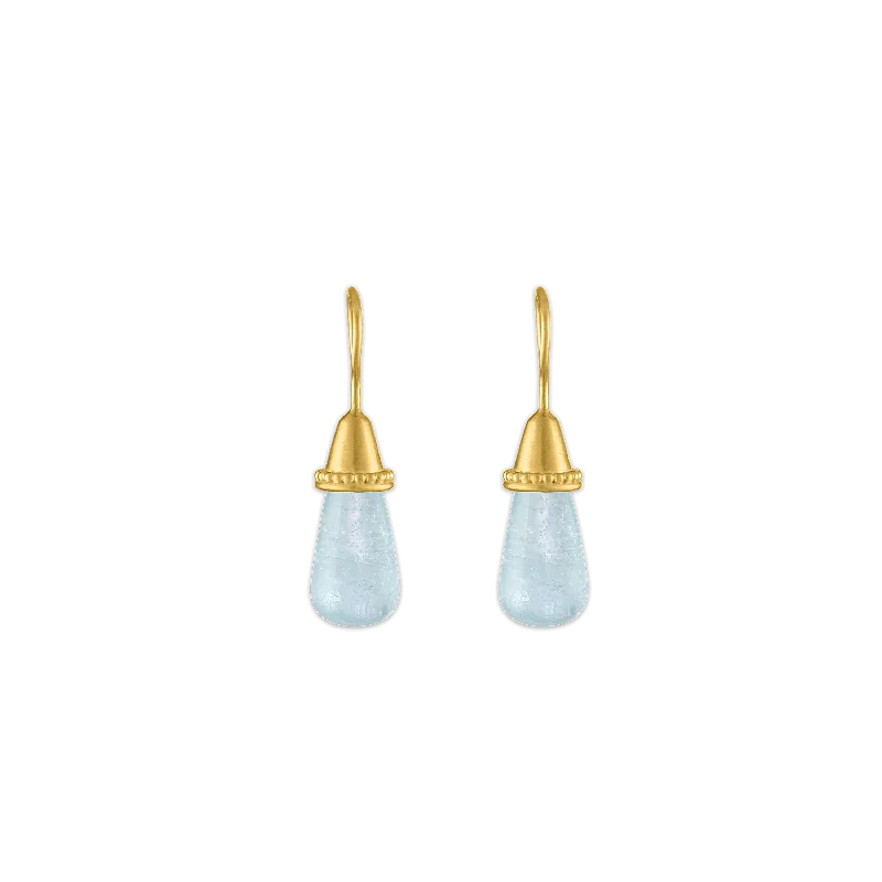 women's cubic earrings -Aquamarine Pileus Earrings