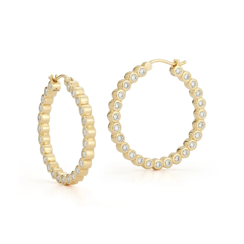 stylish clip-on earrings for women -Bubble Double-Sided Diamond Hoops - Large