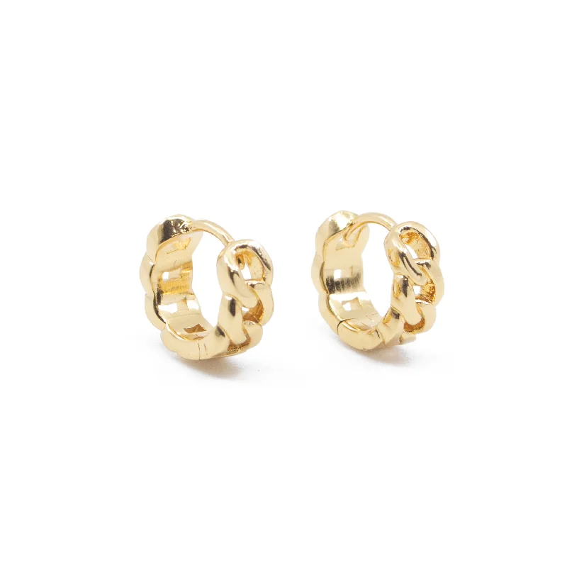 women's swirl earrings -Chain Link Huggie Hoop Earrings in Gold