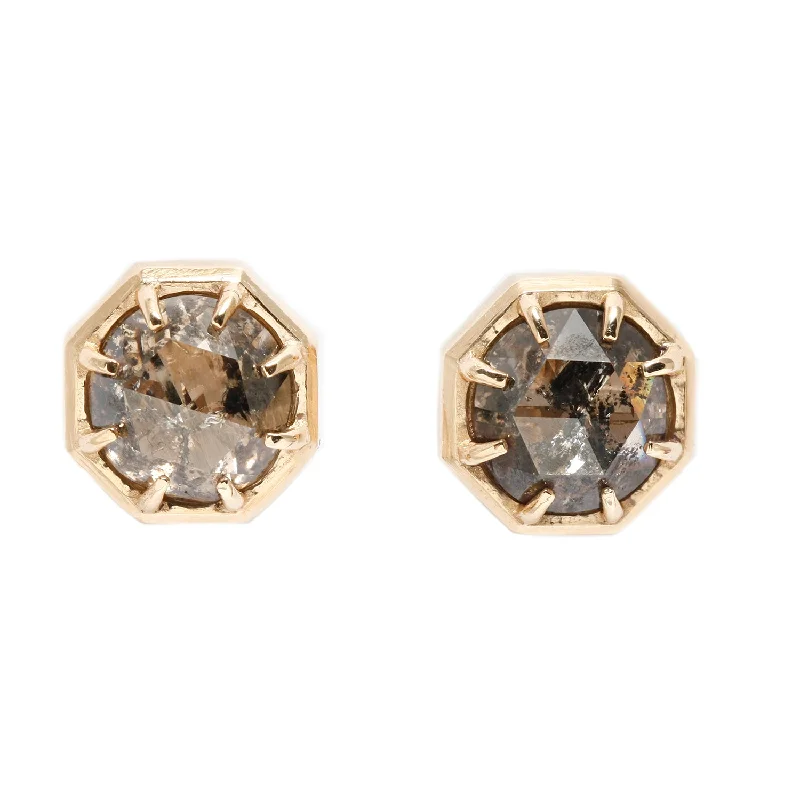 women's rainbow earrings -Speckled Cognac Diamond Studs