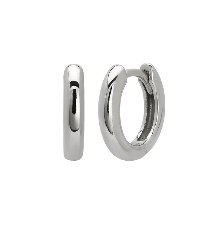 stylish stud earrings for women -Classic Huggie Hoop Earrings in Silver