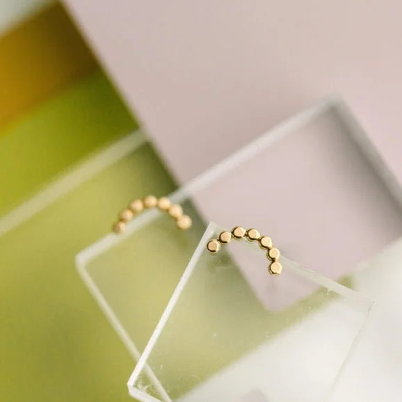 stylish resin earrings for women -Coin Arch Studs in Gold