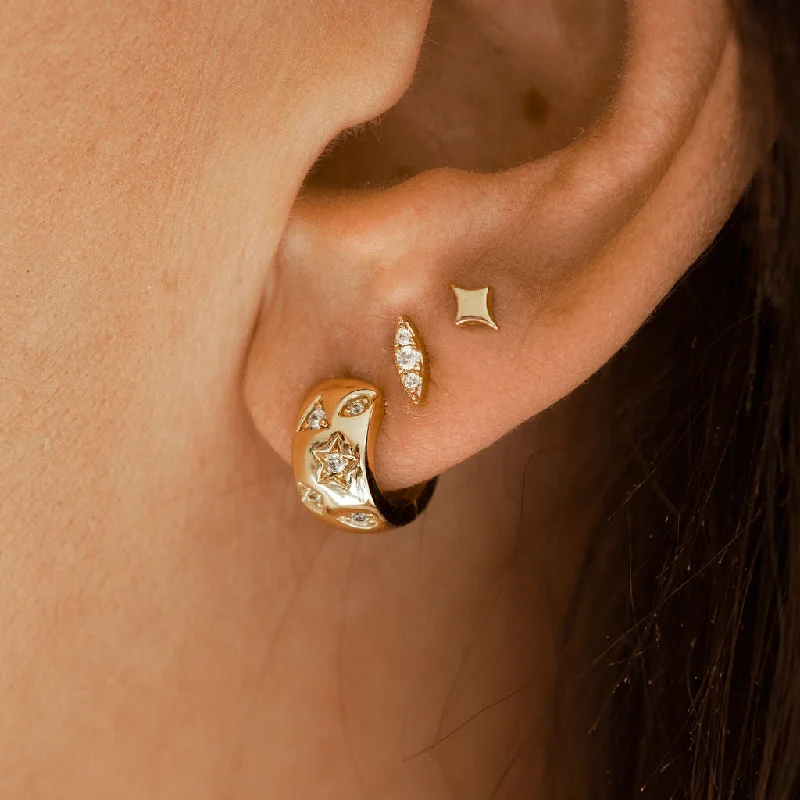 women's chandelier earrings -Constellation Huggie Hoop Earrings in Gold