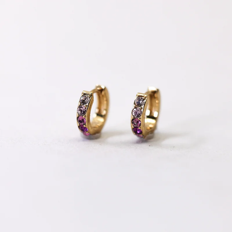 women's gothic earrings -Pink Ombre Huggie Hoops Earrings in Gold