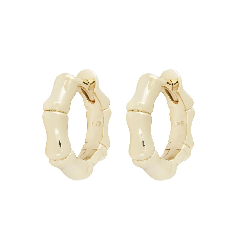 women's bar earrings -Gold Bamboo Hoops