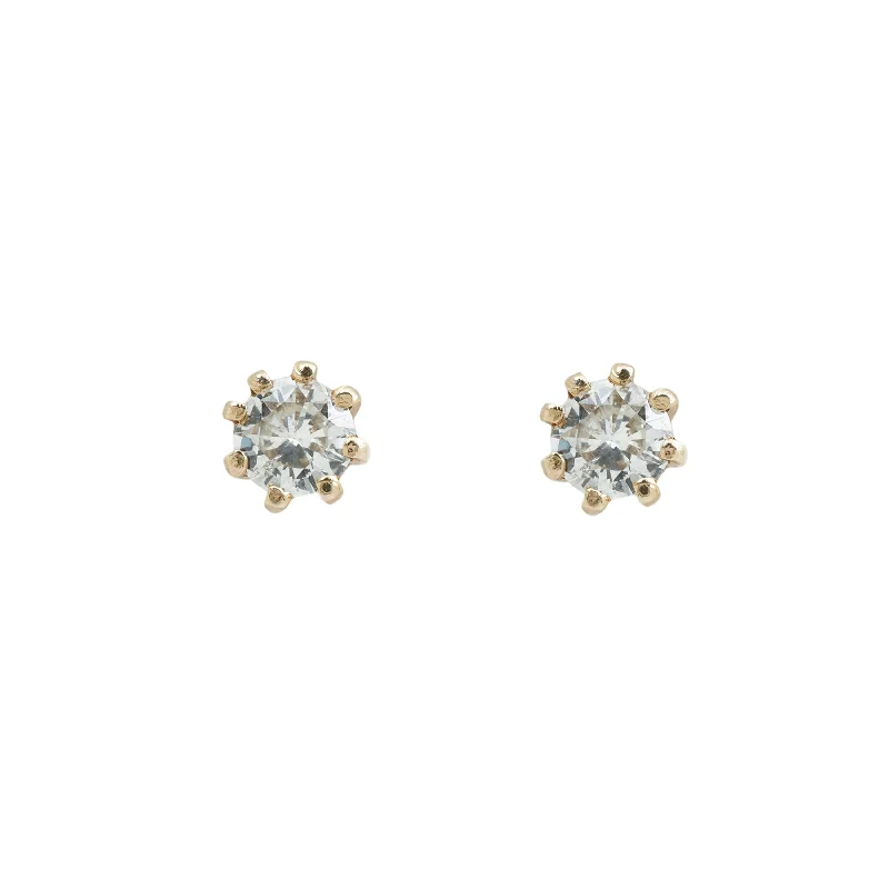 women's rose gold earrings -Golden Vintage Diamond Studs