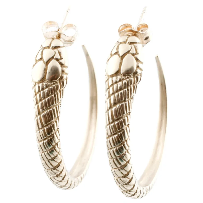 trendy acrylic earrings for women -Gold Snake Hoop Earrings