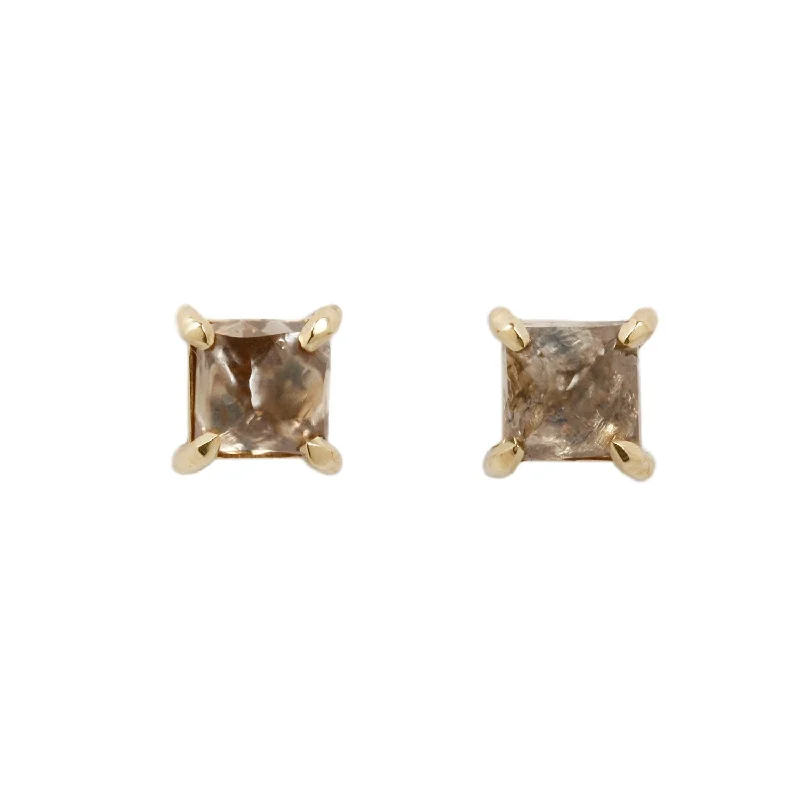 women's gold earrings -Octahedron Diamond Studs