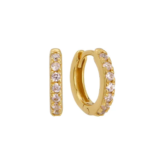 women's cubic zirconia drop earrings -Pink CZ Diamond Huggie Hoops Earrings in Gold