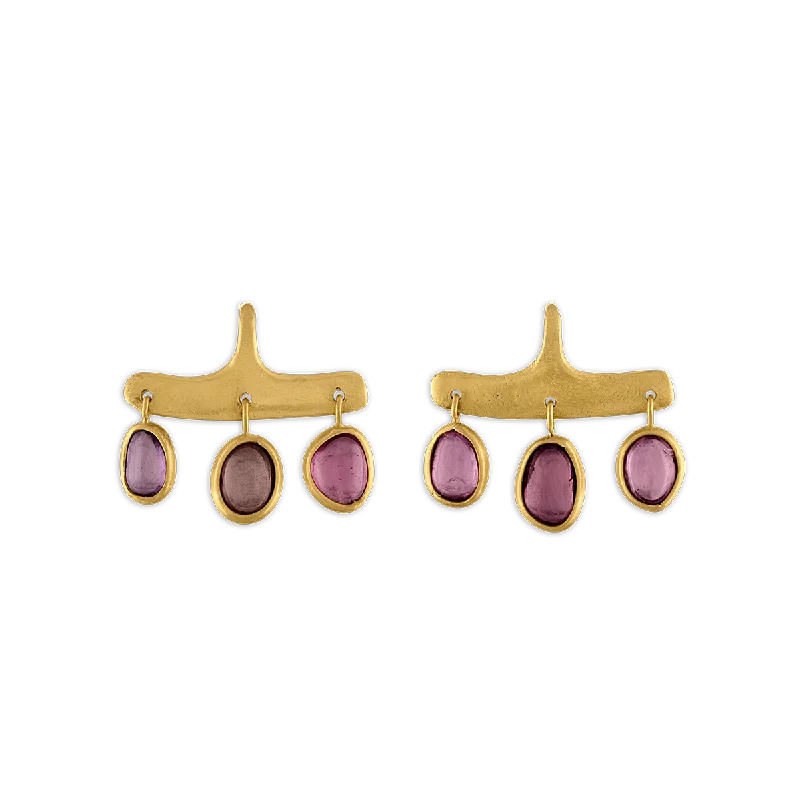 ladies' shell pearl earrings -Rose Sapphire Syca Earrings