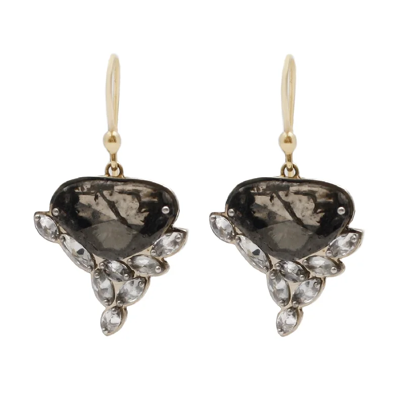 ladies' gemstone earrings -Diamond Slice Drop Earrings