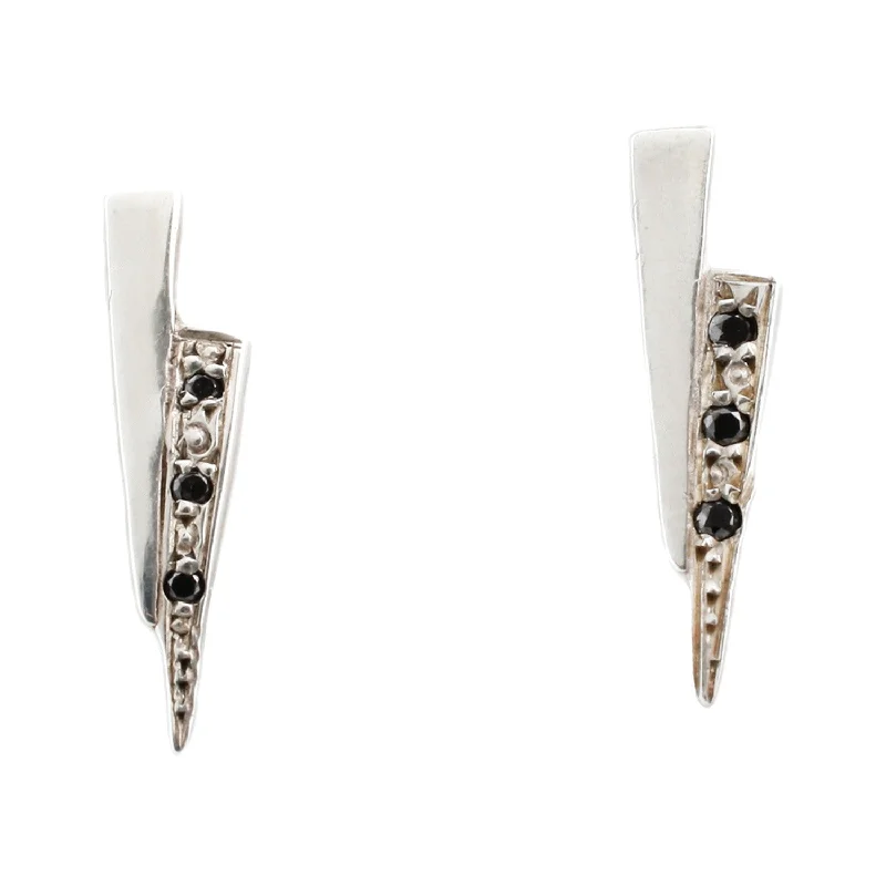 women's celestial earrings -Black Diamond Silver Razor Studs