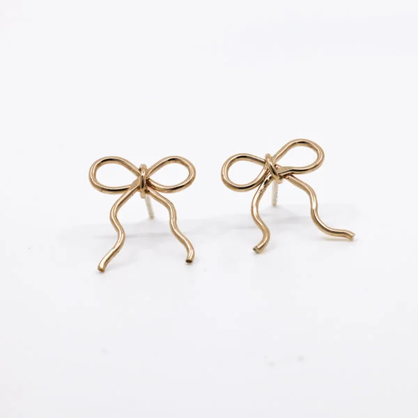 women's ear threaders -Bow Studs in Gold