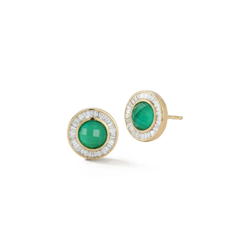 stylish huggie earrings for women -Cosmos Studs - Green Jade