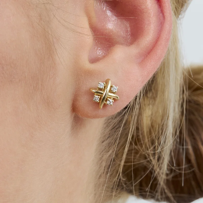 women's moon and star earrings -Criss Cross Natural Diamond Studs, Gabrielle