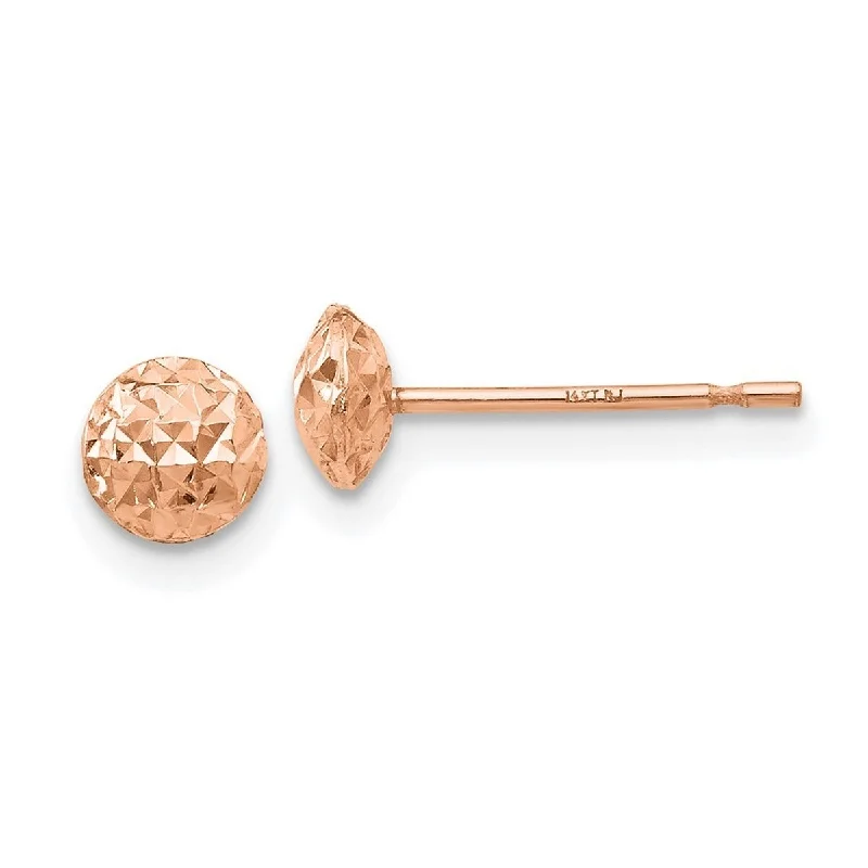 women's minimalist gold earrings -Curata 14k Rose Gold 5 mm Puff Circle Stud Earrings