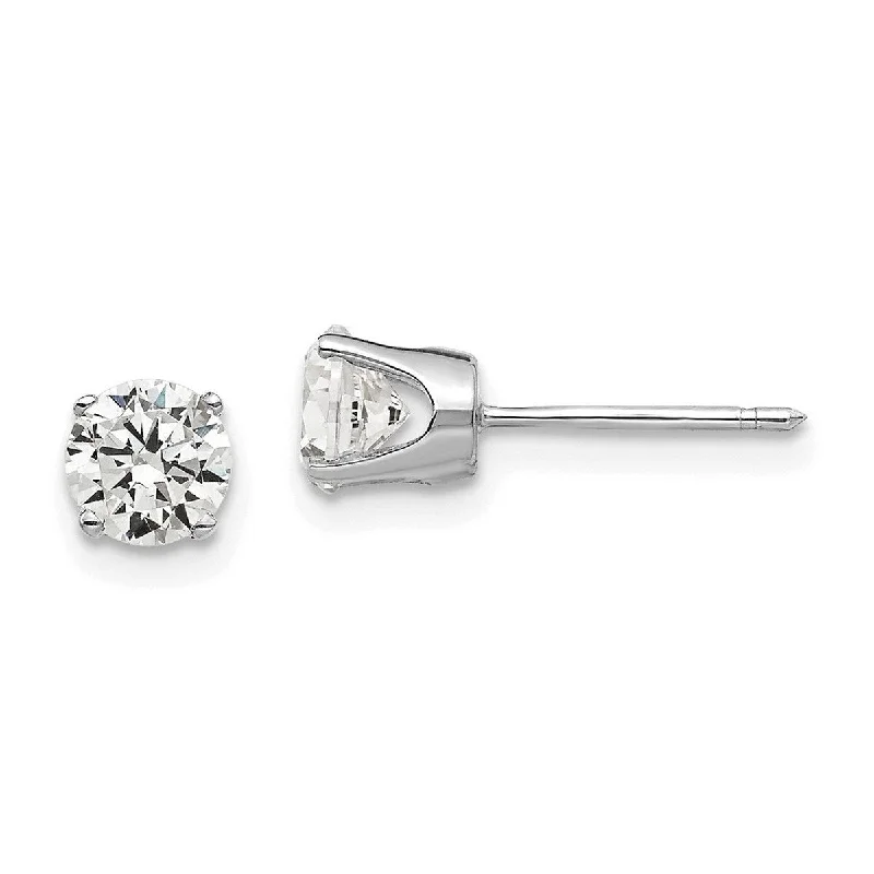 women's gold earrings -Curata 14k White Gold Polished Post Earrings 5mm Cubic Zirconia Stud Earrings