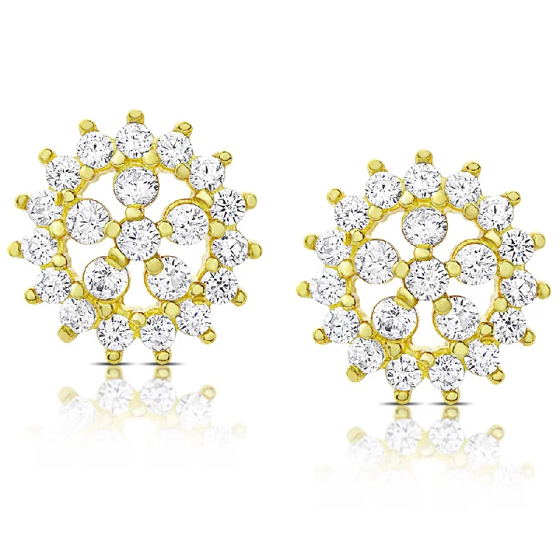 stylish minimalist earrings for women -Dolce Giavonna Gold Over Silver or Sterling Silver Cubic Zirconia Stud Earrings