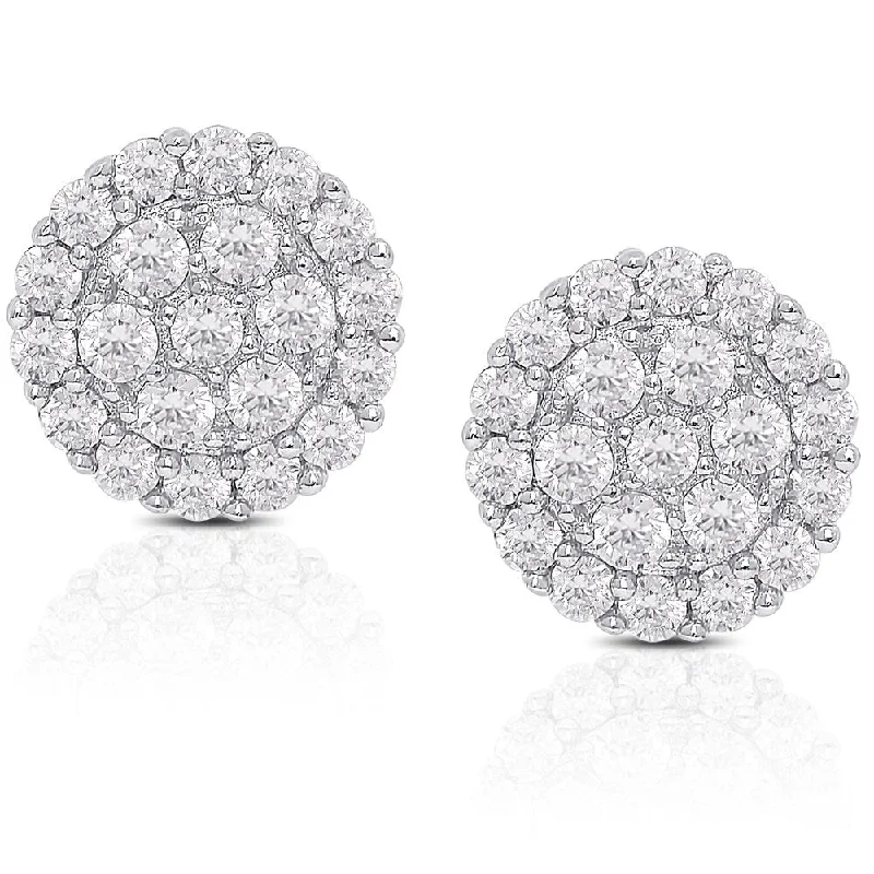 trendy pearl earrings for women -Dolce Giavonna Sterling Silver Cubic Zirconia Cluster Stud Earrings