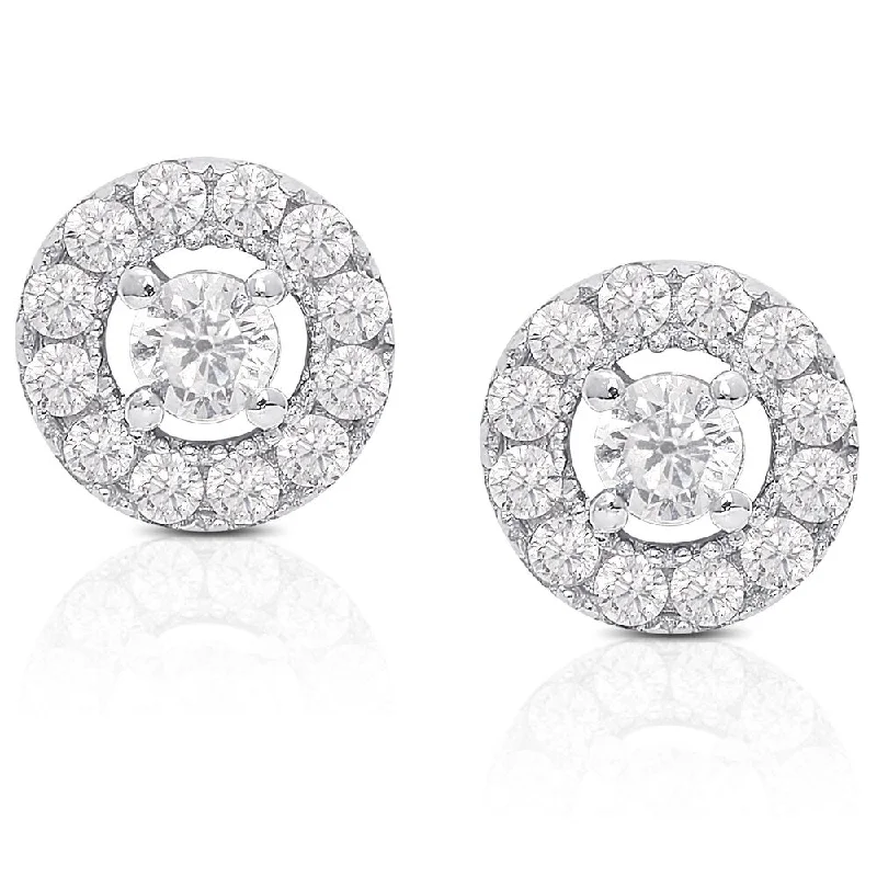 women's twist earrings -Dolce Giavonna Sterling Silver Cubic Zirconia Cluster Stud Earrings