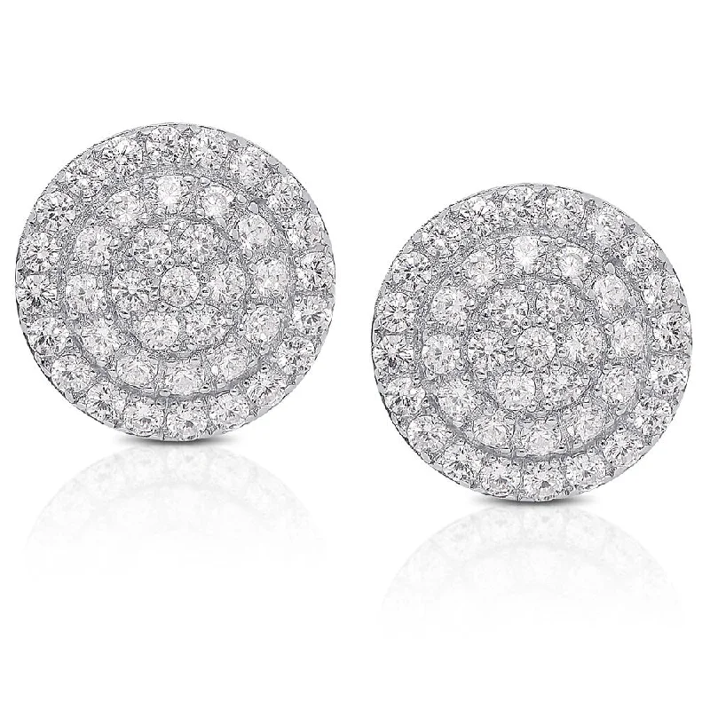 women's ear threaders -Dolce Giavonna Sterling Silver Cubic Zirconia Cluster Stud Earrings