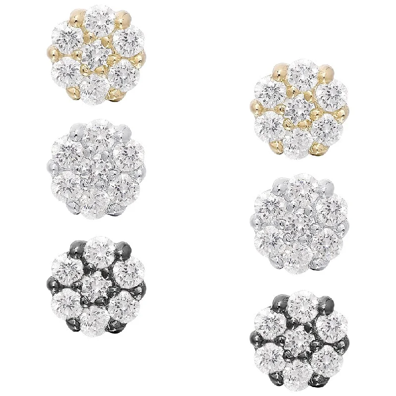 women's magnetic earrings -Dolce Giavonna Sterling Silver Cubic Zirconia Stud Earring Set